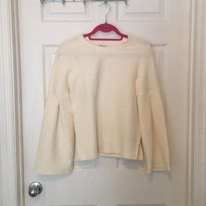 Madewell long flared sleeve cream shirt